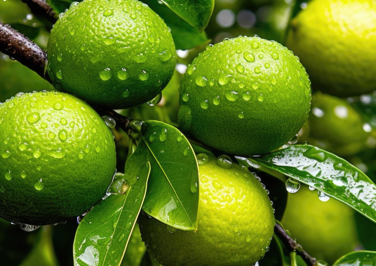 Limão Tahiti com gotas de orvalho